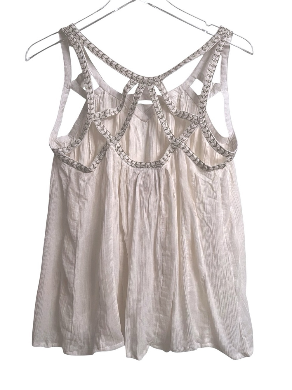 Anthropologie Vanessa Virginia Cutwork Fairy Ivory Gauze Flowy Tank Top 6/Small - Picture 4 of 12